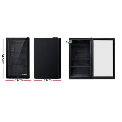 Comparison of three different refrigerator models with dimensions labeled.