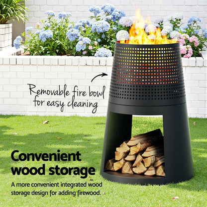 Grillz Fire Pit Deep Bowl Iron Outdoor Fireplace