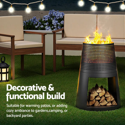 Grillz Fire Pit Deep Bowl Iron Outdoor Fireplace