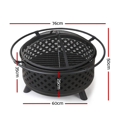 Grillz 2 in 1 Fire Pit BBQ Grill 76cm