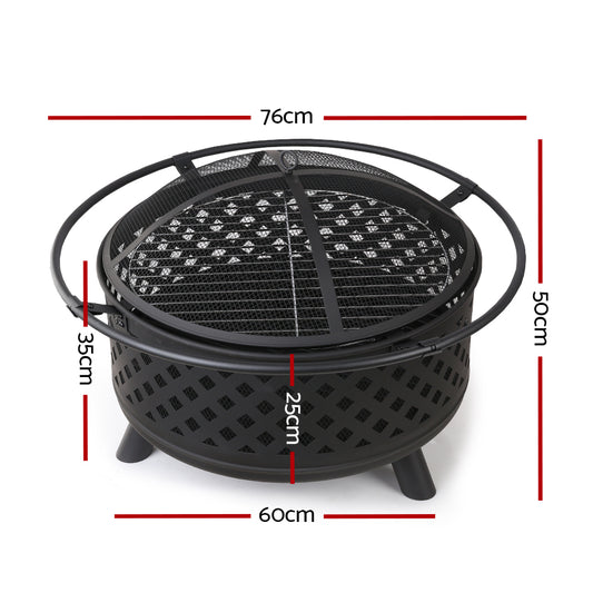 Grillz 2 in 1 Fire Pit BBQ Grill 76cm