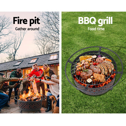 Grillz 2 in 1 Fire Pit BBQ Grill 76cm