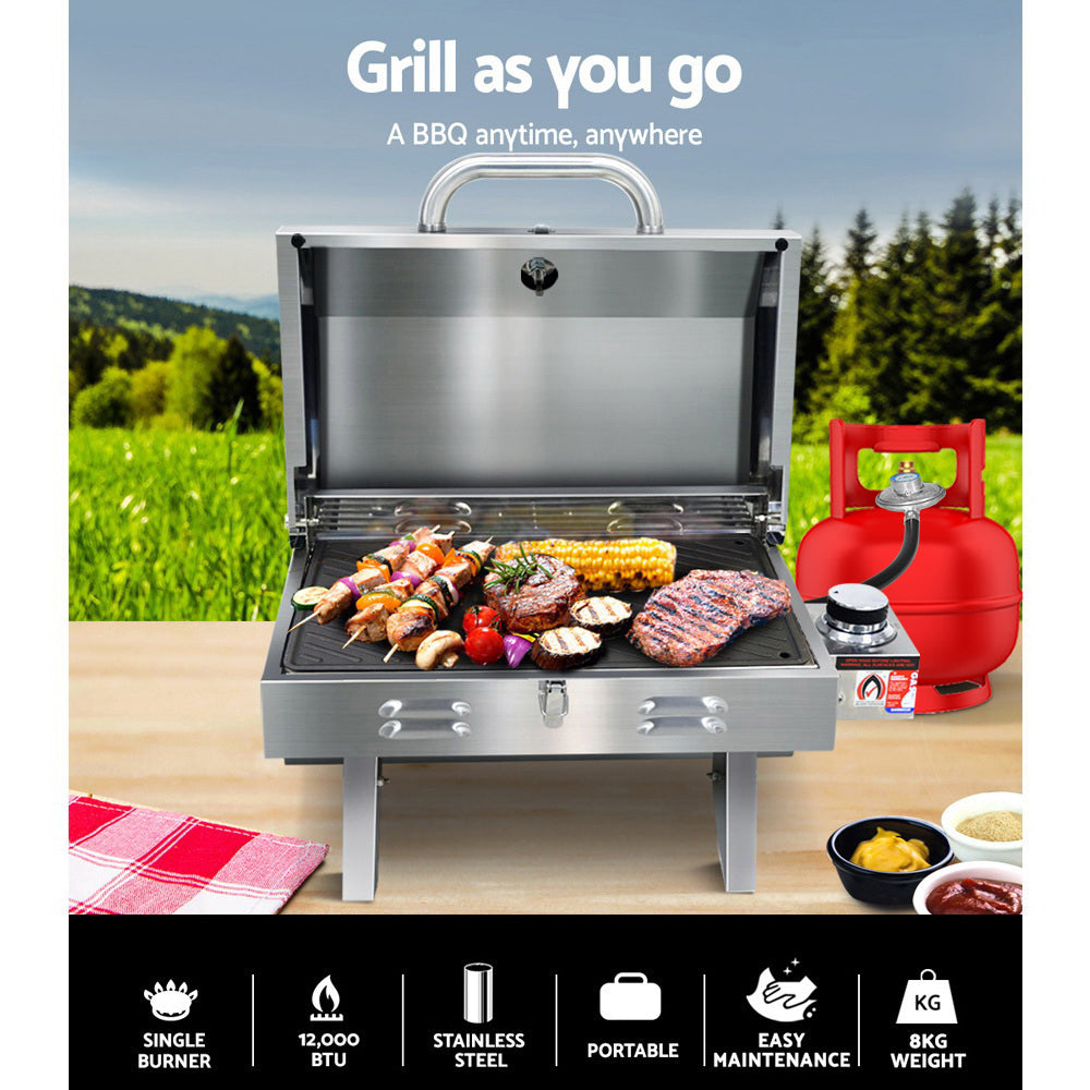 Grillz Portable Gas BBQ with Double Sided Plate - Premium Outdoor Gri