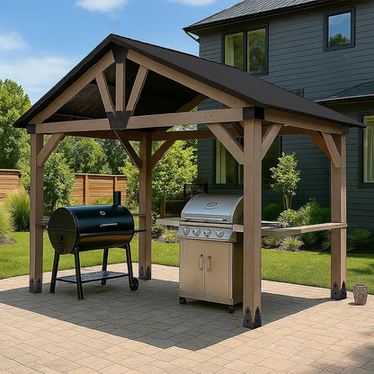 Yardtopia Oslo XL 3.6m x 2.4m BBQ/Grill Timber & Steel Gable Roof Gazebo