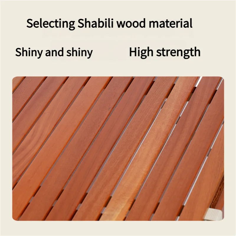 Portable Solid Wood Folding Camping Table - Sapele Roll-Up Picnic and BBQ Dining Table 120*60*43.5cm