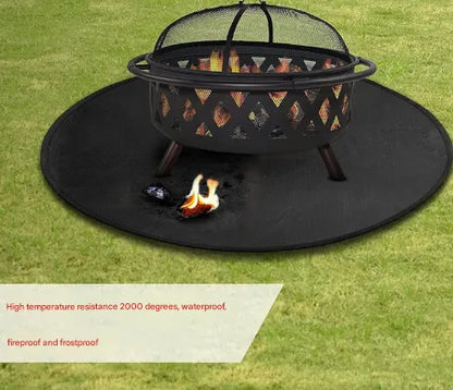 30-Inch Black Fireproof Mat for Fire Pit and BBQ - Silicone Coated