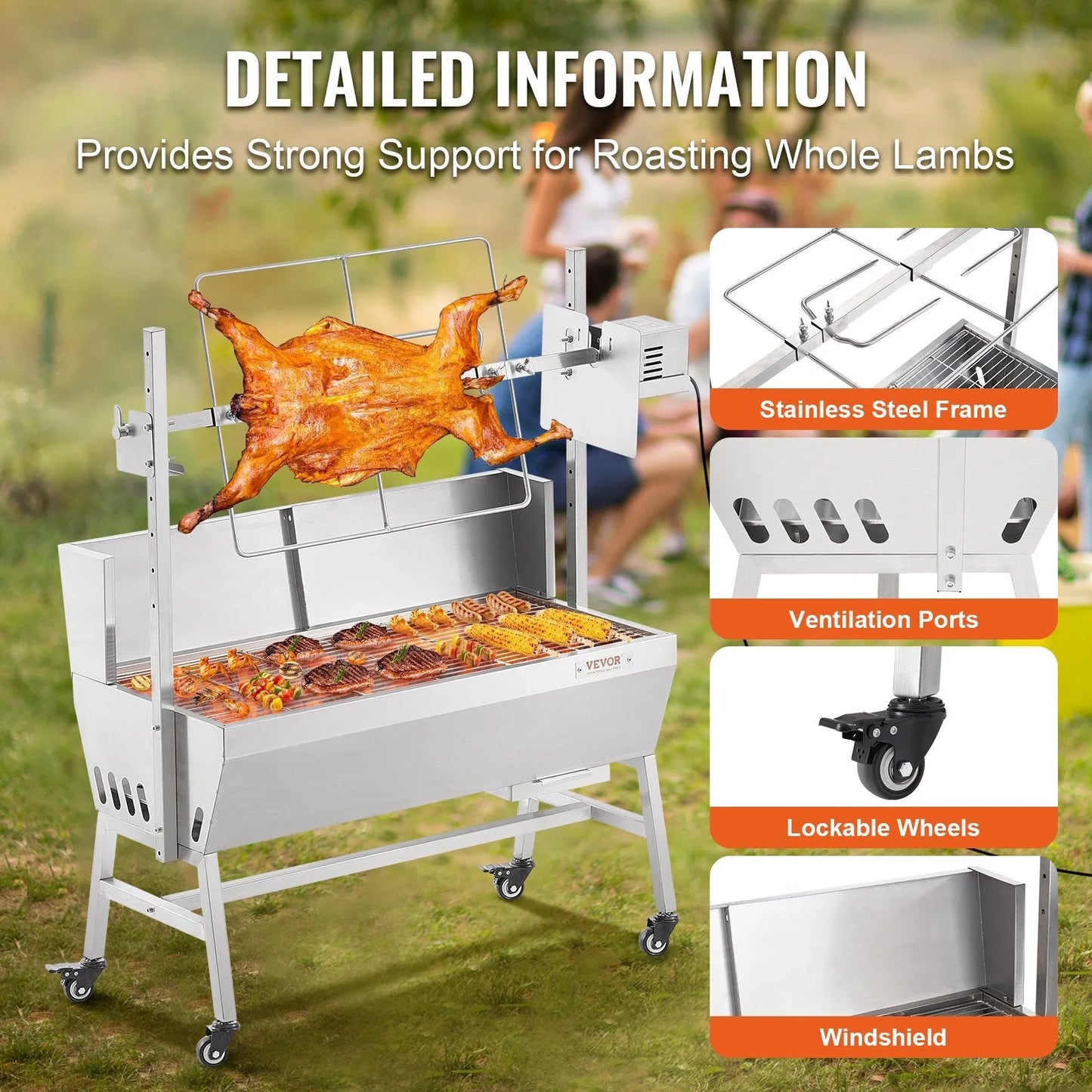 VEVOR Rotisserie Grill with Windscreen