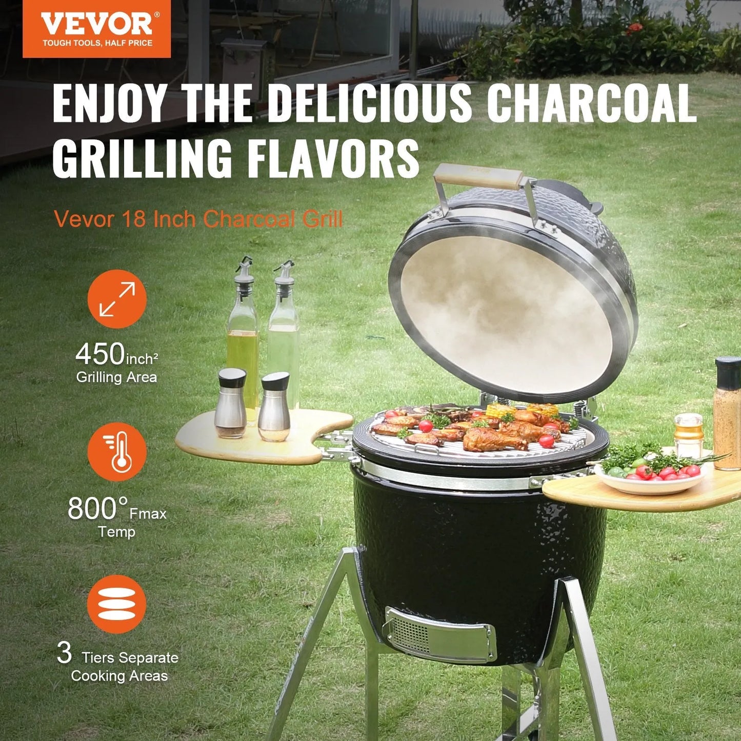 VEVOR Portable BBQ Grill & Smoker - Heavy Duty, Charcoal and Propane