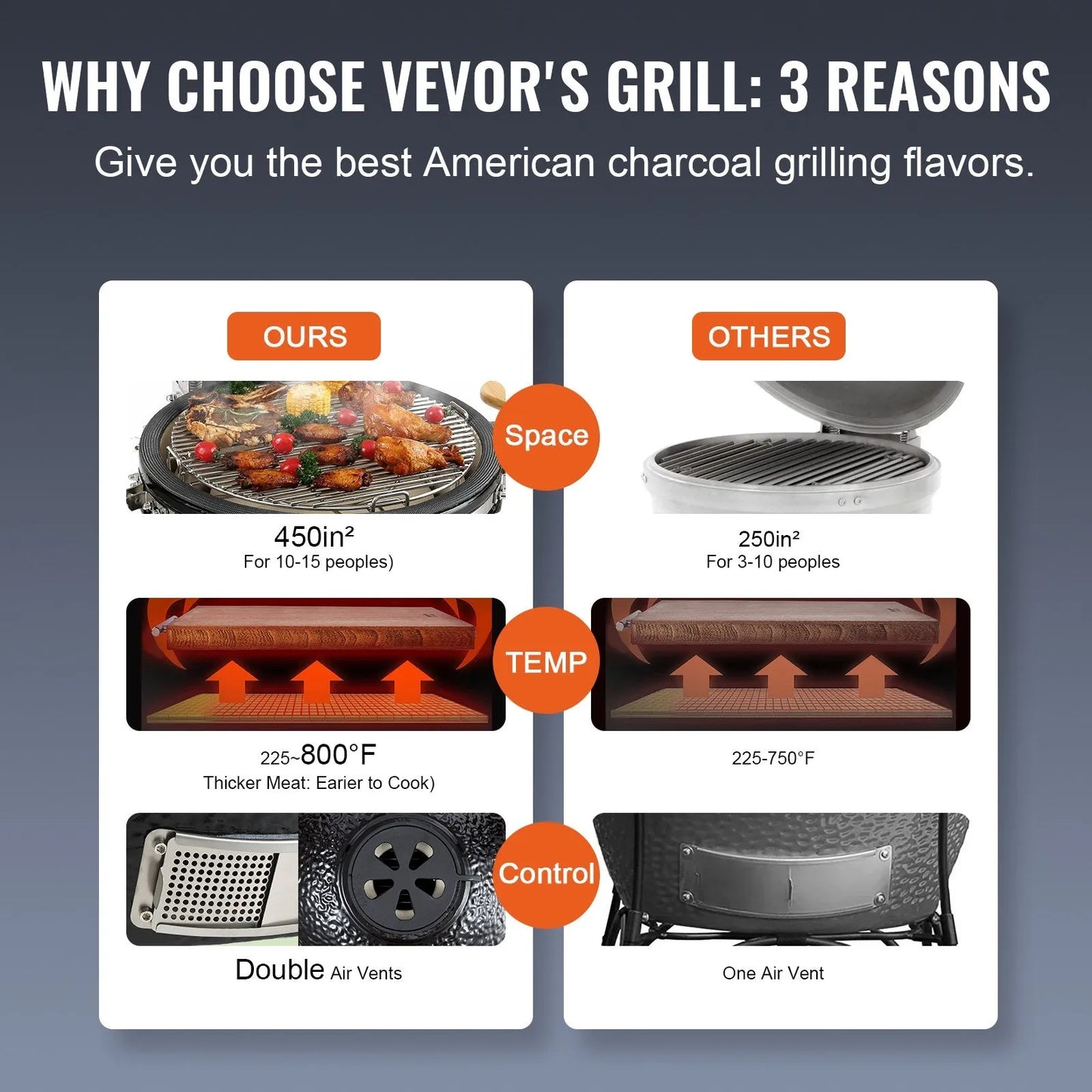 VEVOR Portable BBQ Grill & Smoker - Heavy Duty, Charcoal and Propane