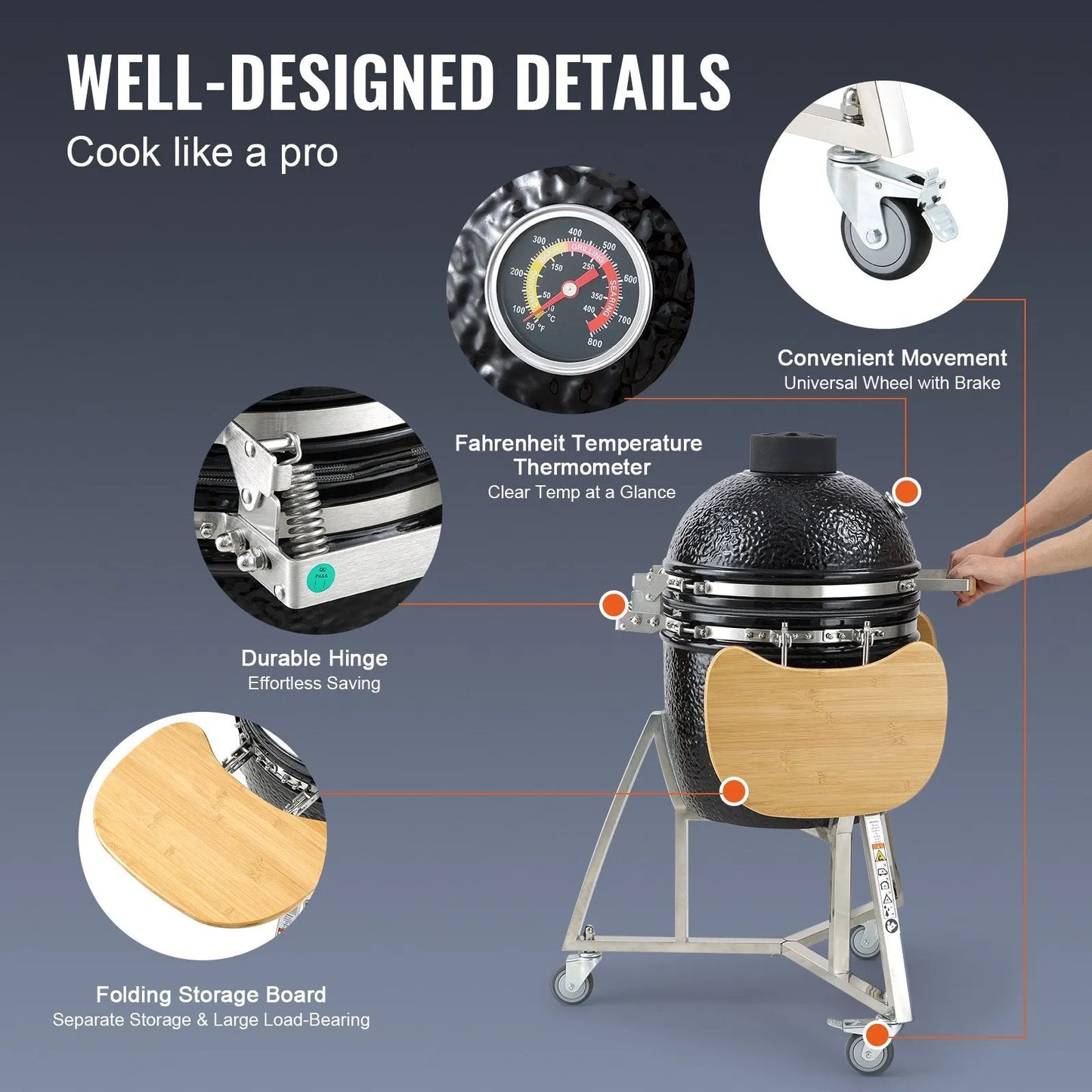 VEVOR Portable BBQ Grill & Smoker - Heavy Duty, Charcoal and Propane