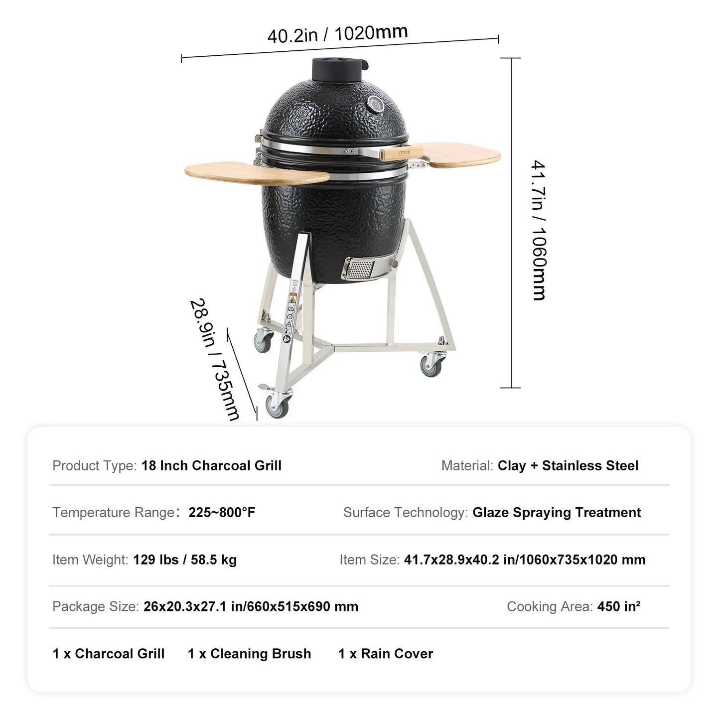 VEVOR Portable BBQ Grill & Smoker - Heavy Duty, Charcoal and Propane